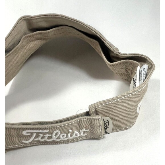 Titleist Pro V1 Visor Hat White Lettering Adjustable Golf Cap Brown Tan Khaki - Picture 6 of 9